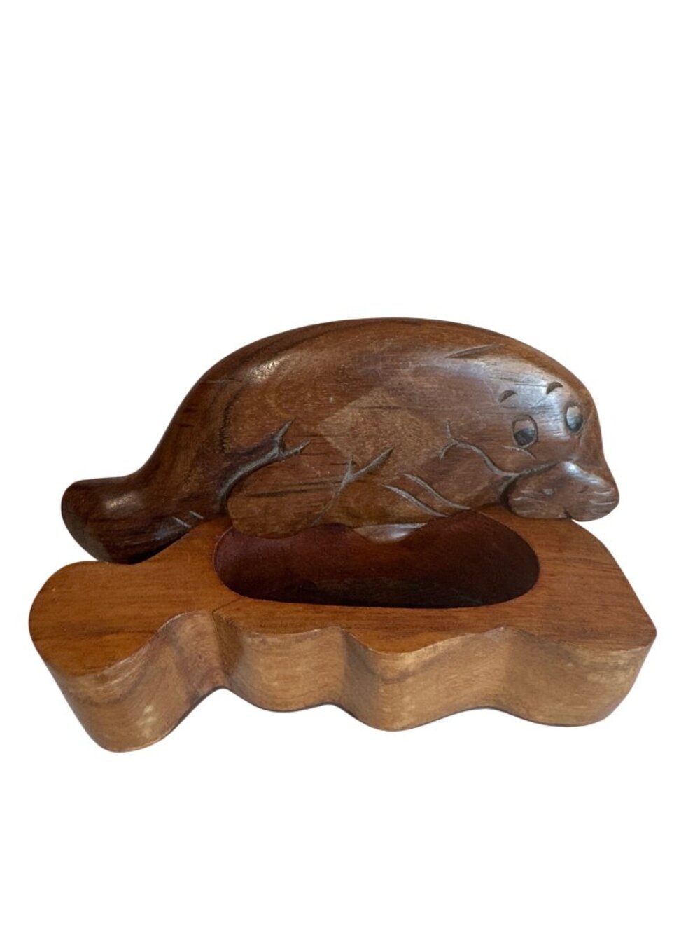 Hand-Carved Wooden Seal Trinket Box Unique Animal Design Small Storage Solution